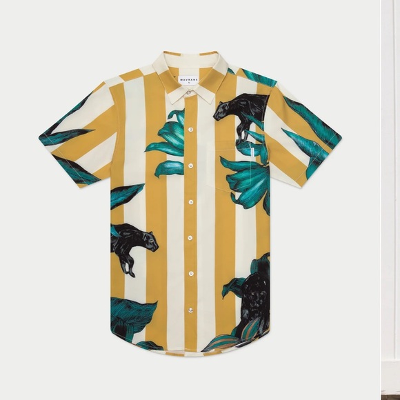 Mavrans Yellow and Green Striped Panther  Men's Shirt size XL - Picture 1 of 2